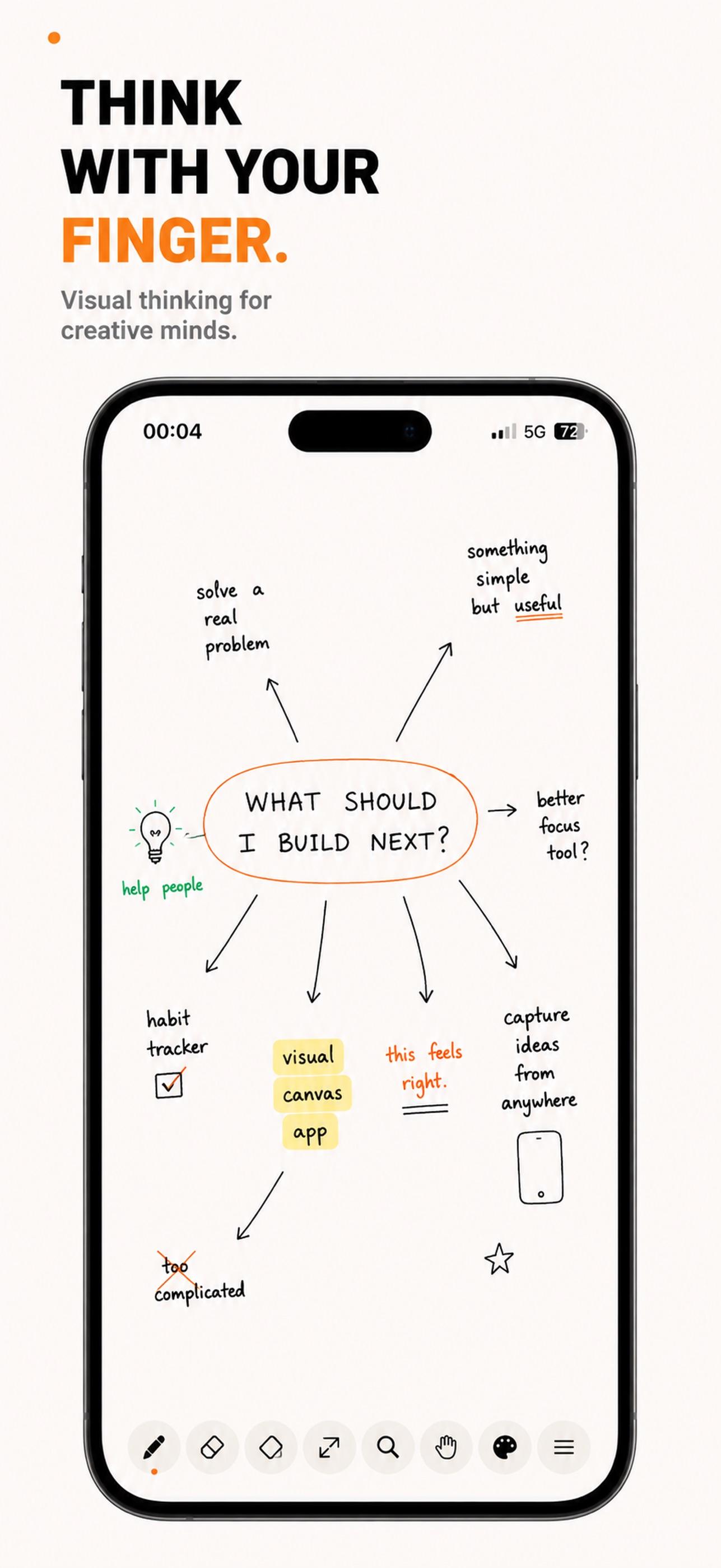 inkaloo on iPhone. A sheet of thinking around what to build next.